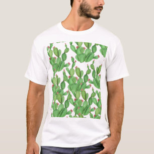 Camiseta Acuarela de Cactus: fondo de patrón sin soldadura
