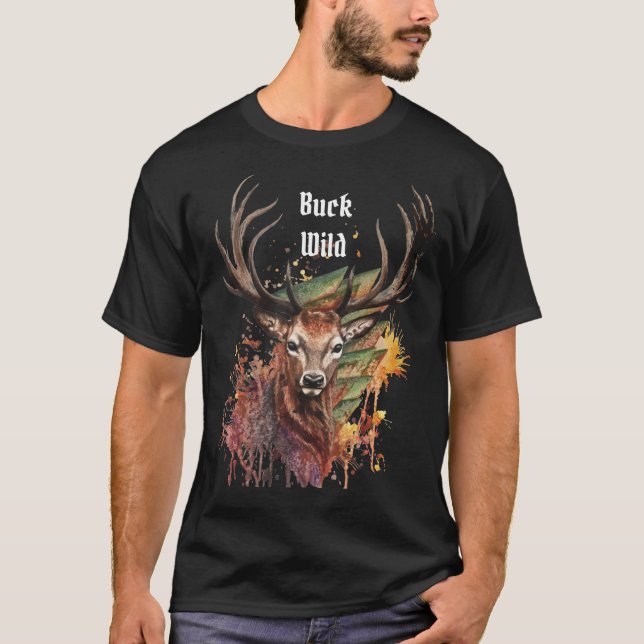 Camiseta Acuarela de ciervo salvaje Buck (Anverso)