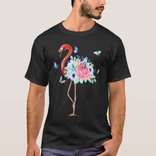 Camiseta Acuarela De Flamingo Con Flores, Butte Floral