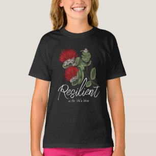 Camiseta Acuarela de Flor de Lehua Roja Hawaiana Resilienci