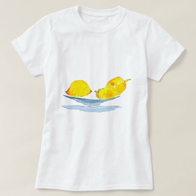 Camiseta Acuarela de fruta amarilla de los lemones (Diseño del anverso)
