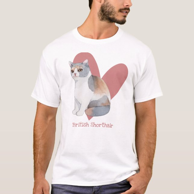 Camiseta Acuarela de gato al descubierto británica Kitty Pi (Anverso)