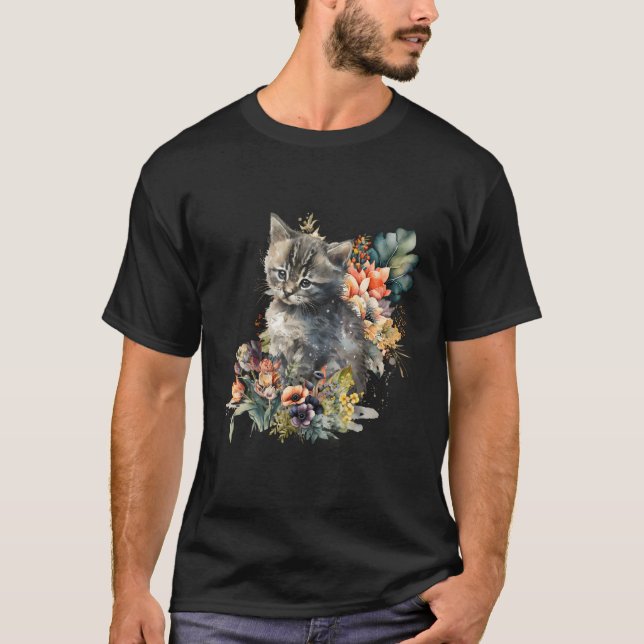 Camiseta Acuarela De Gato Gatito Gatito (Anverso)