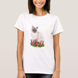 Camiseta Acuarela de gato siamesa para navidades
