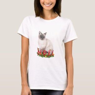 Camiseta Acuarela de gato siamesa para navidades