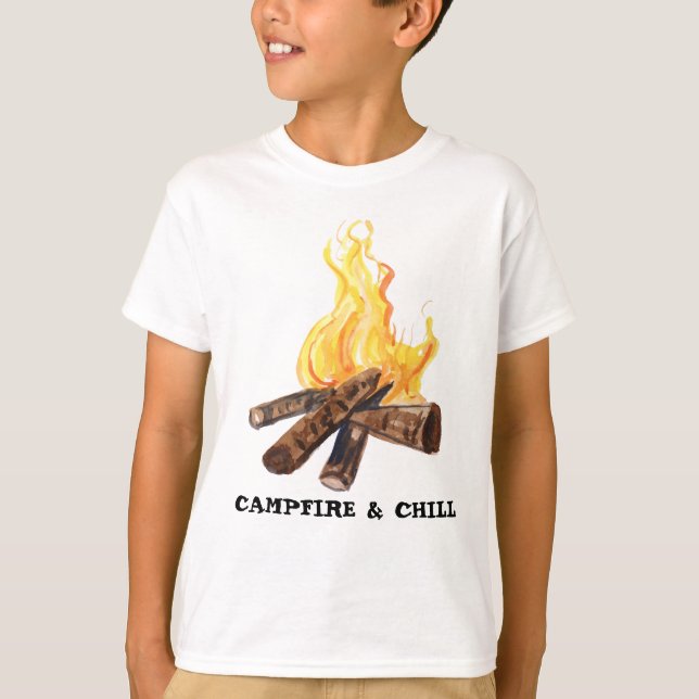 Camiseta Acuarela de hoguera de cañón de CAMPFIRE & CHILL (Anverso)