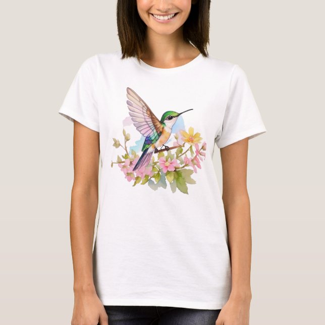 Camiseta Acuarela de Hummingbird (Anverso)