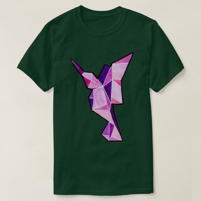 Camiseta Acuarela de Hummingbird de Origami (Diseño del anverso)