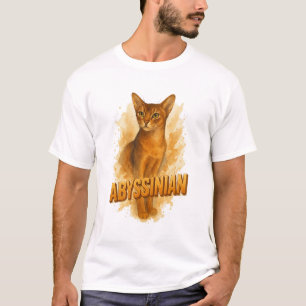 Camiseta Acuarela de Ilustracion de gato abisano artístico