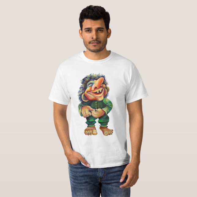 Camiseta Acuarela de Ilustracion de Troll divertida en Esca (Anverso completo)