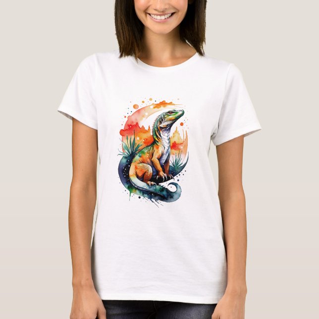 Camiseta Acuarela de Komodo Dragon (Anverso)