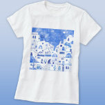 Camiseta Acuarela de la isla griega de Santorini<br><div class="desc">Paisaje urbano azul y blanco basado en la isla griega de Santorini.</div>