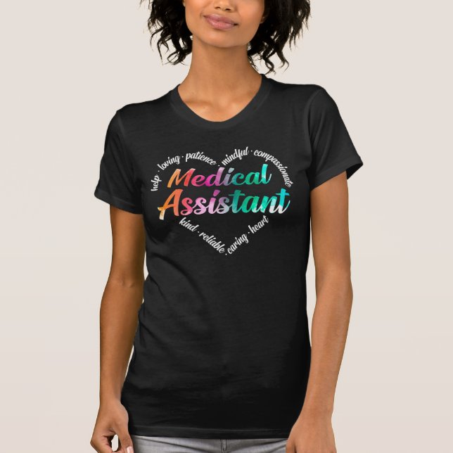Camiseta Acuarela de la nube de Word de asistente médico (Anverso)