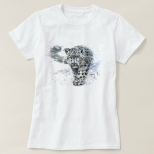 Camiseta Acuarela De Leopardo De Nieve
