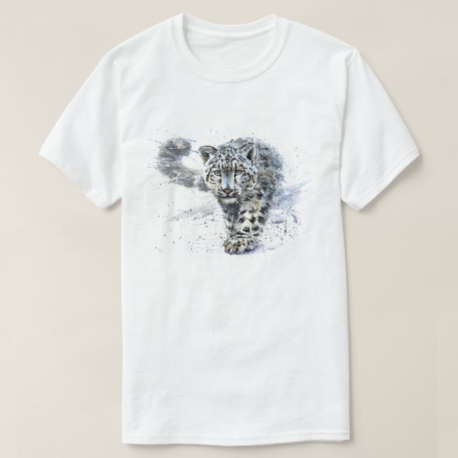 Camiseta Acuarela De Leopardo De Nieve (Diseño del anverso)