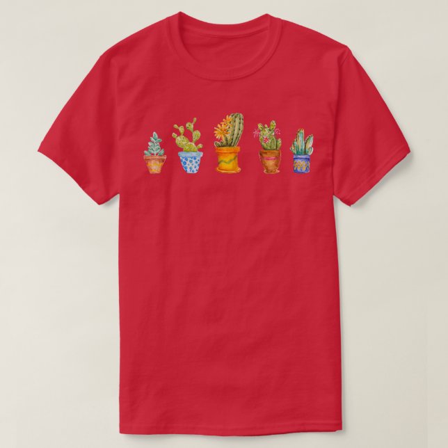 Camiseta acuarela de línea de cactus (Diseño del anverso)
