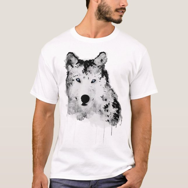 Camiseta Acuarela de lobo salvaje (Anverso)