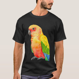 Camiseta acuarela de loro tropical de coníferas solares