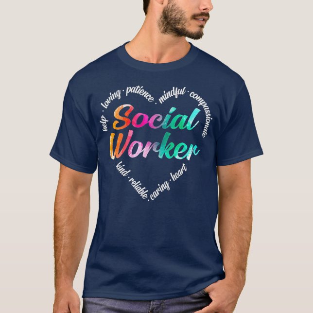 Camiseta Acuarela de nubes de palabras para trabajadores so (Anverso)