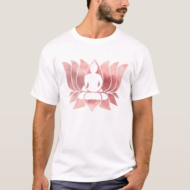 Camiseta Acuarela de oro Rosa Textura Buda Meditación Zen (Anverso)