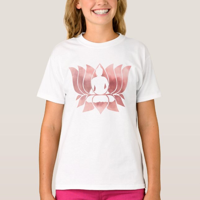 Camiseta Acuarela de oro Rosa Textura Buda Meditación Zen (Anverso)