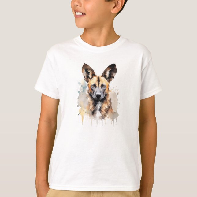 Camiseta Acuarela de perro de África salvaje (Anverso)