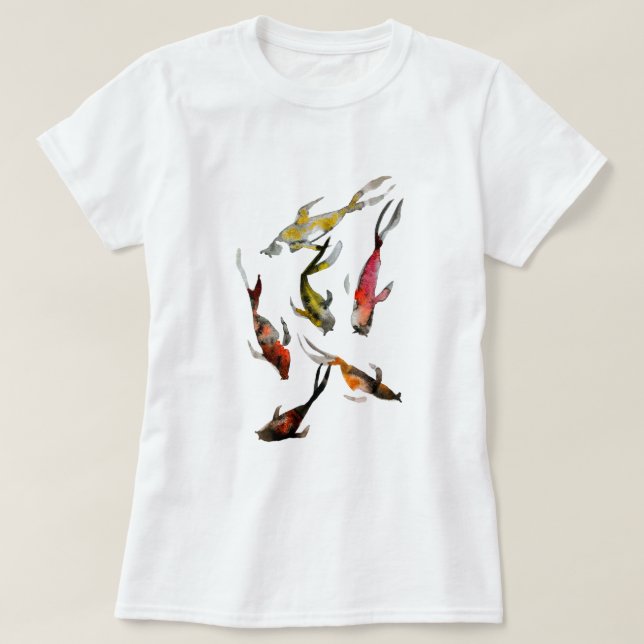Camiseta Acuarela de pescado de Koi (Diseño del anverso)