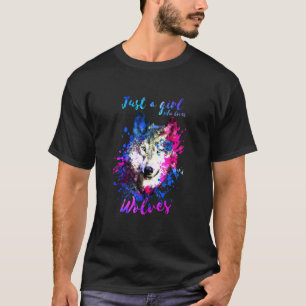 Camiseta Acuarela de pintura de esplash de lobos Husky
