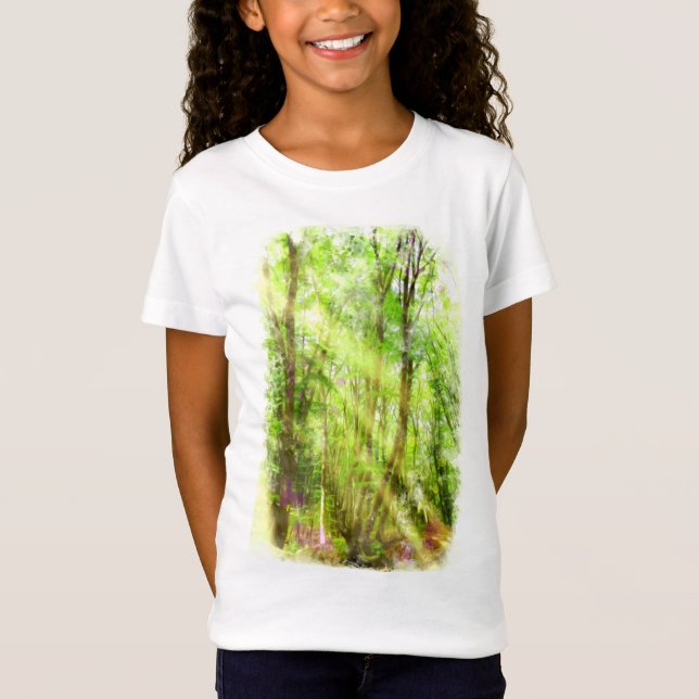 Camiseta Acuarela de primavera de bosque verde (Anverso)