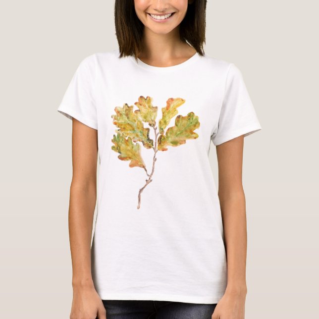 Camiseta acuarela de rama de roble amarillo (Anverso)
