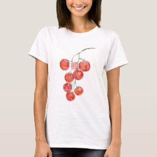 Camiseta acuarela de tomate de cerezo rojo