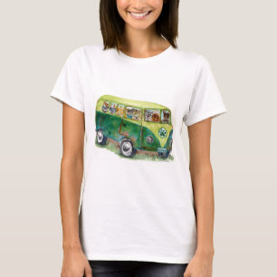Camiseta acuarela de un viejo autobús lleno de perros POMDR