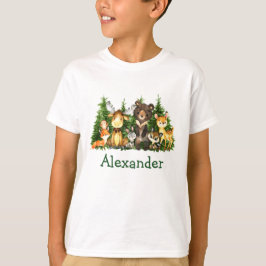 Camiseta Acuarela de Woodland Animals Forest Trees Kid