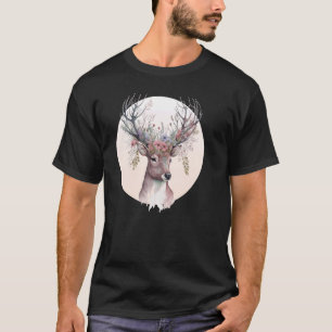 Camiseta Acuarela Deer Flower Crown Flaus Fawn Animal