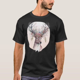 Camiseta Acuarela Deer Flower Crown Flaus Fawn Animal