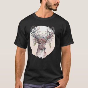 Camiseta Acuarela Deer Flower Crown Flaus Fawn Animal