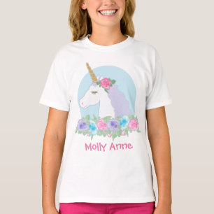 Camiseta Acuarela del chica del cumpleaños del unicornio