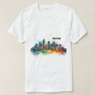 Camiseta Acuarela del horizonte de Boston