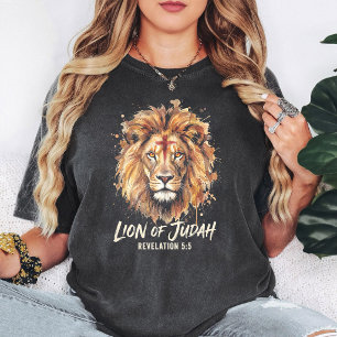 Camiseta Acuarela del León de Judá Arte Cristiano de la Cru