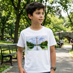 Camiseta Acuarela del Monumento a Washington con reflejo