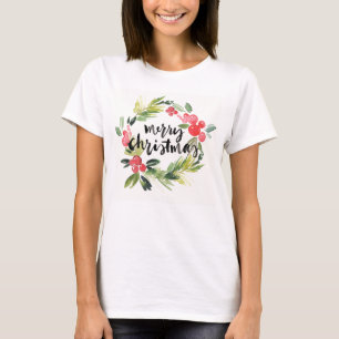 Camiseta Acuarela del navidad el   - guirnalda de las