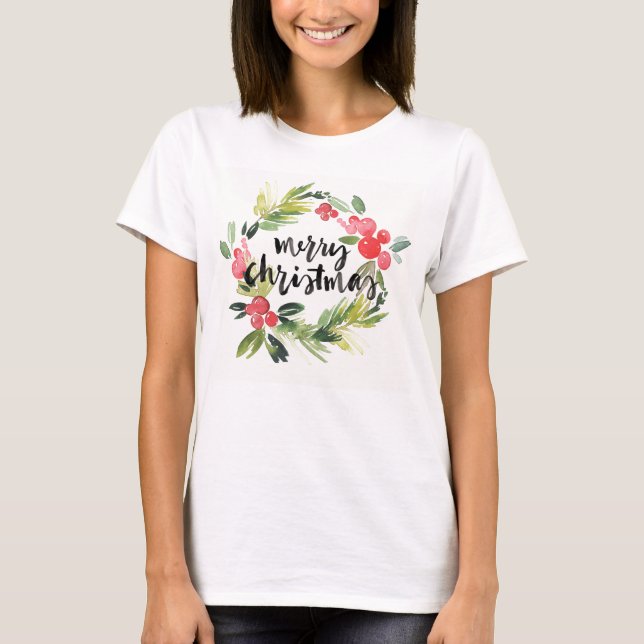 Camiseta Acuarela del navidad el | - guirnalda de las (Anverso)