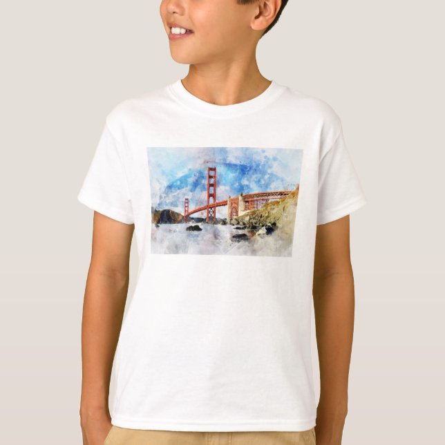 Camiseta acuarela del puente Golden Gate en San Francisco (Anverso)