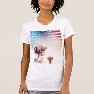 Camiseta Acuarela Día de San Valentín con patriotismo