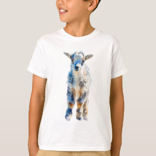 Camiseta Acuarela Estilizada Corderito Azul Niños