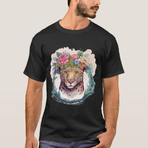 Camiseta Acuarela floral de la corona de flores de Jaguar