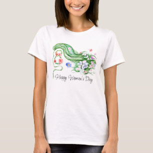 Camiseta Acuarela Floral Feliz Día Internacional de la Muje
