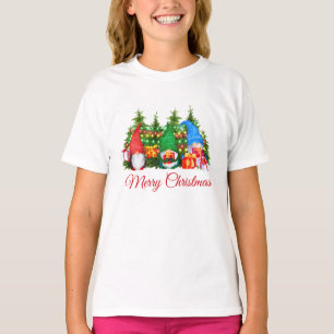 Camiseta Acuarela gnoma rojo Feliz Chica navideño