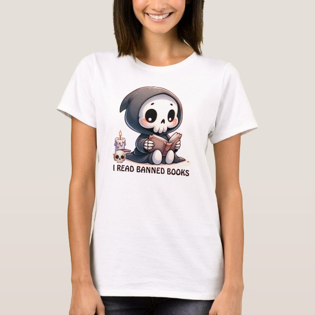 Camiseta Acuarela Grim Reaper Book Lover (Anverso)