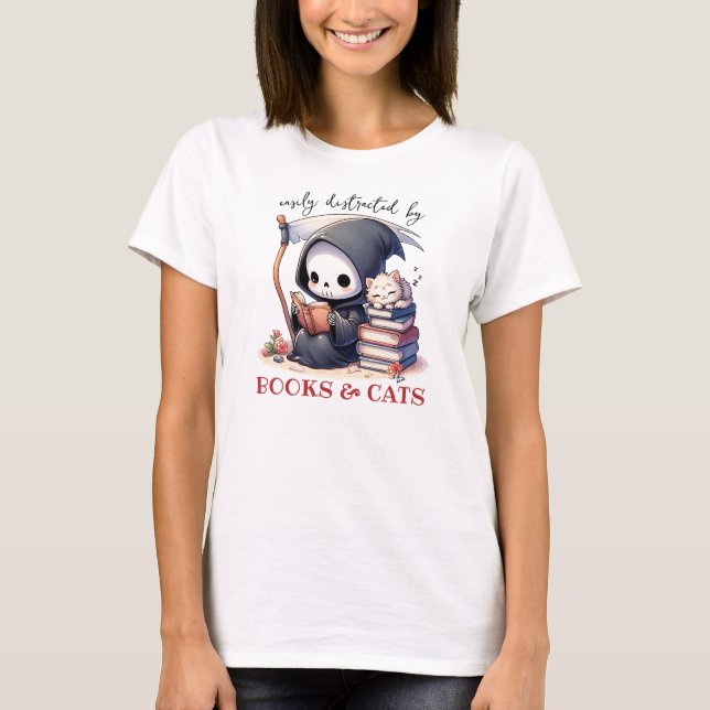 Camiseta Acuarela Grim Reaper Book Lover (Anverso)